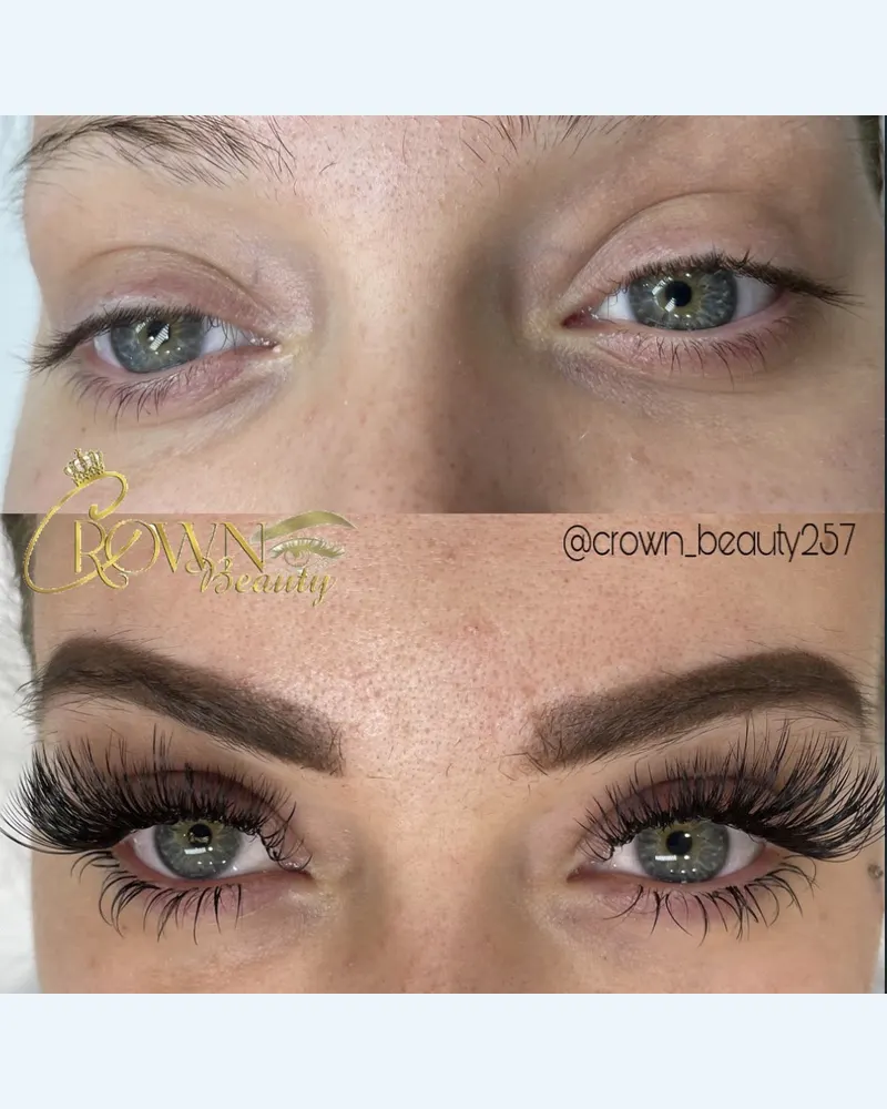 Before and after brows and lashes
